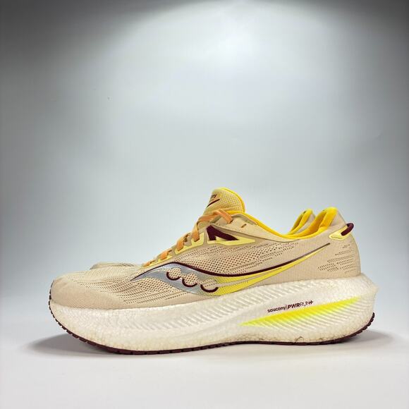 Saucony Triumph 21 Beige Yellow Running Shoes S10881-30 Women's Sz 11.5 Men's 10 - Picture 4 of 11